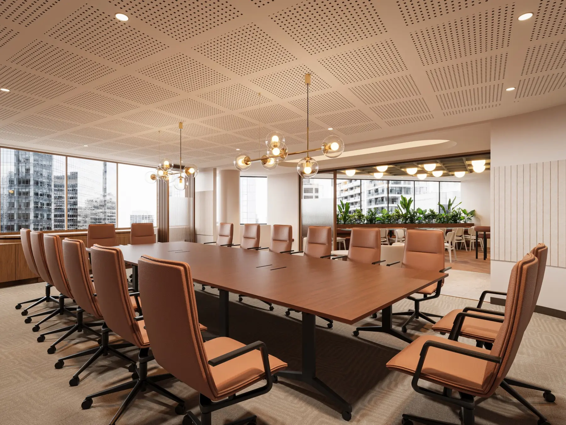 Contemporary corporate boardroom architectural visualization at 100 King William Street