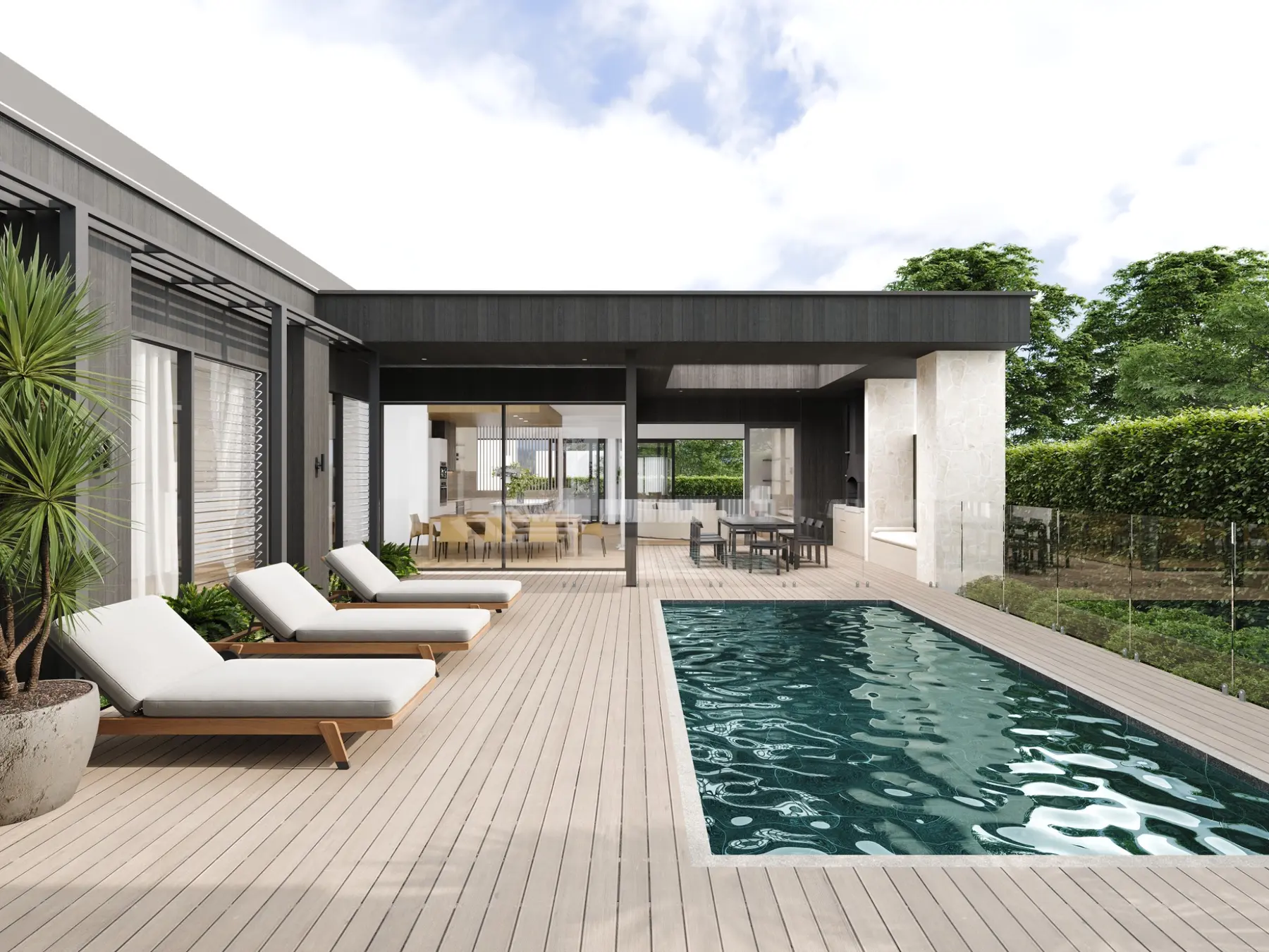 Modern pool and terrace architectural visualization at Mount Martha Victoria