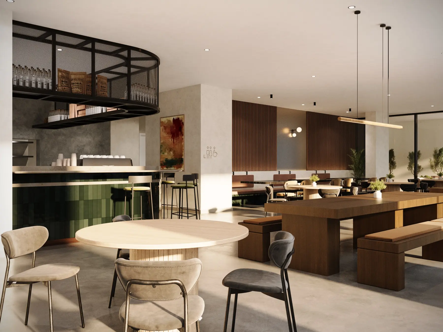 Contemporary hospitality bar and dining interior architectural visualization in Brunswick Melbourne