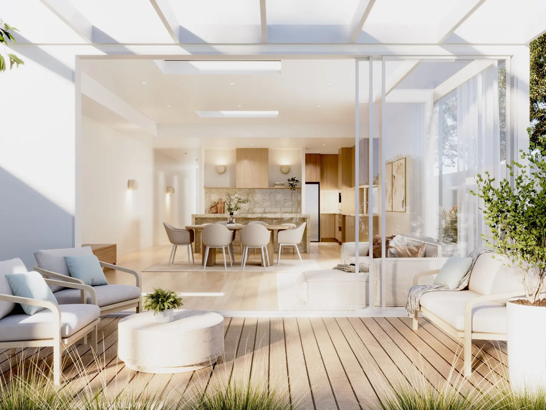 Light-filled coastal residence architectural visualization at Safety Beach Victoria