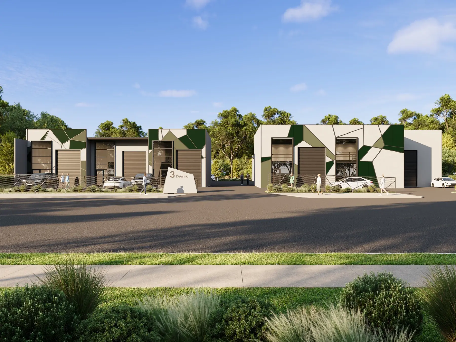 Industrial building exterior architectural visualization at Deering Street Yamba NSW