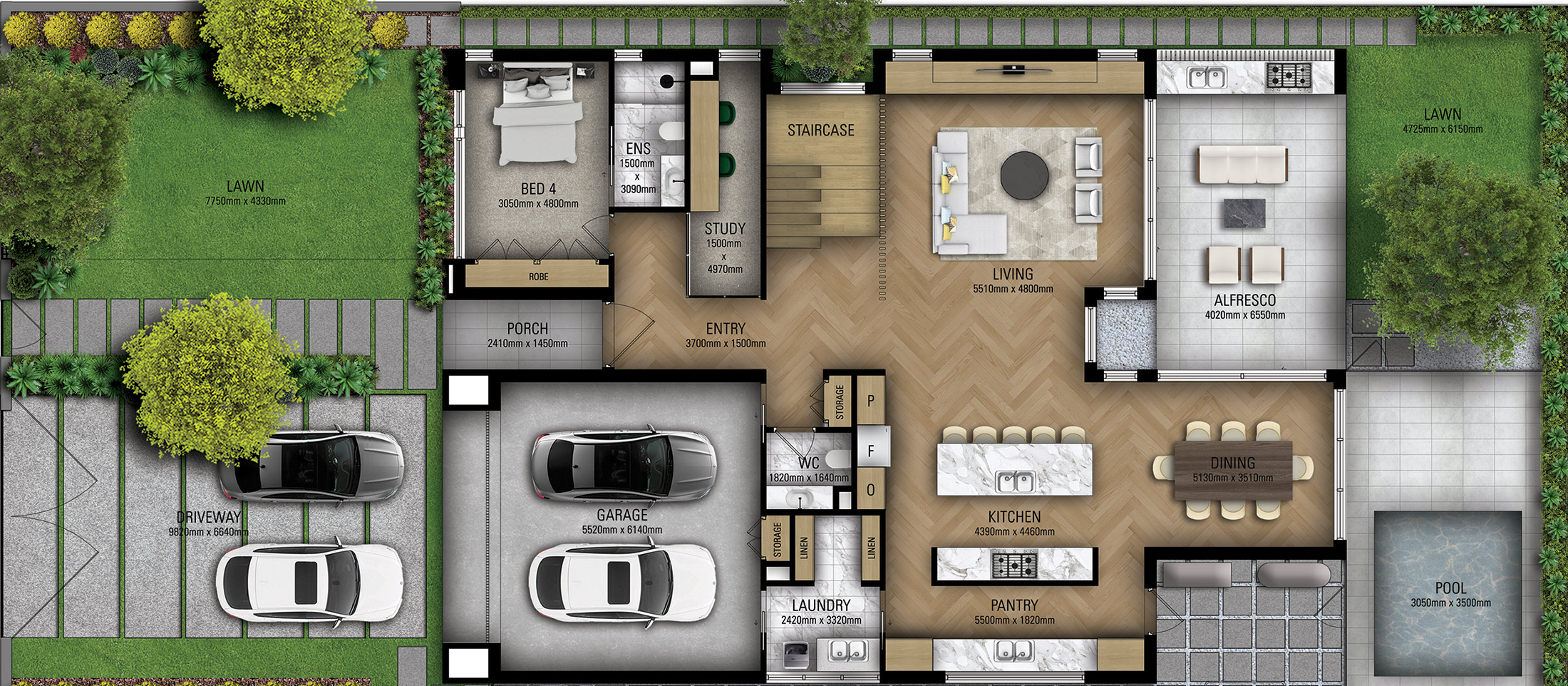 Modern house floor plan layout