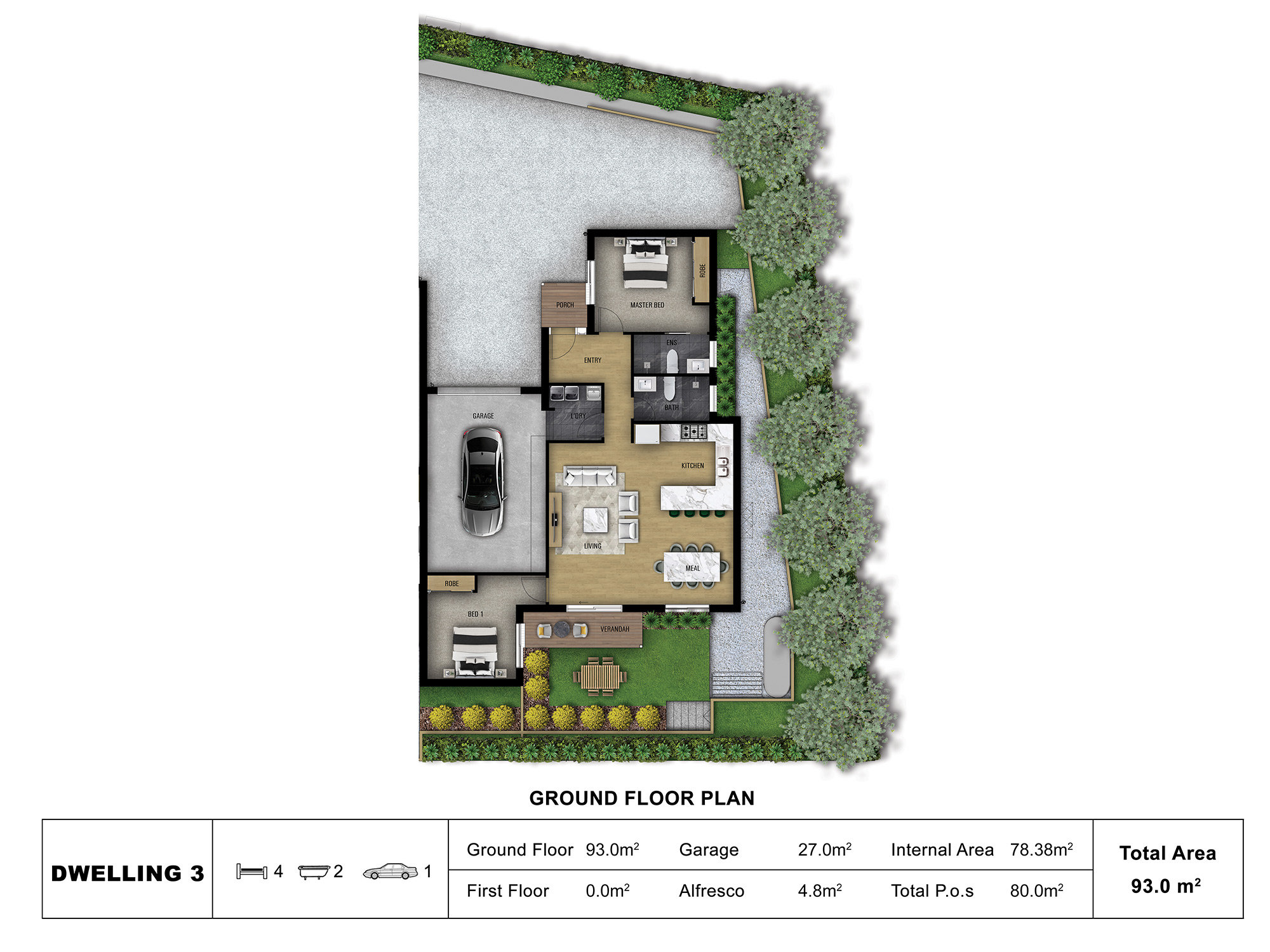 Ground floor plan of dwelling 3
